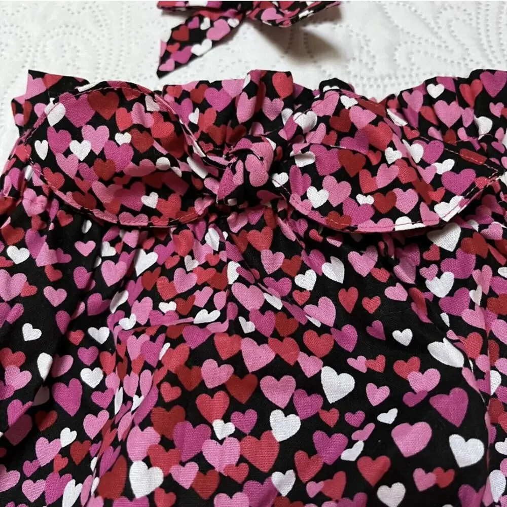 Small Shop Heart Print Bloomers And Bow